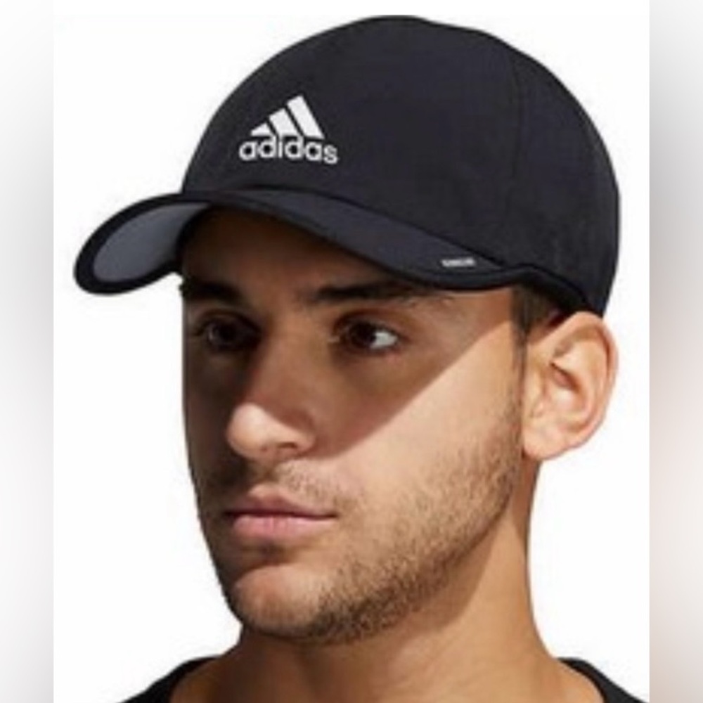 MENS ADIDAS BLACK EMBROIDERED TREFOIL LOGO BASEBALL CAP W: ADJUSTABLE BACK STRAP
